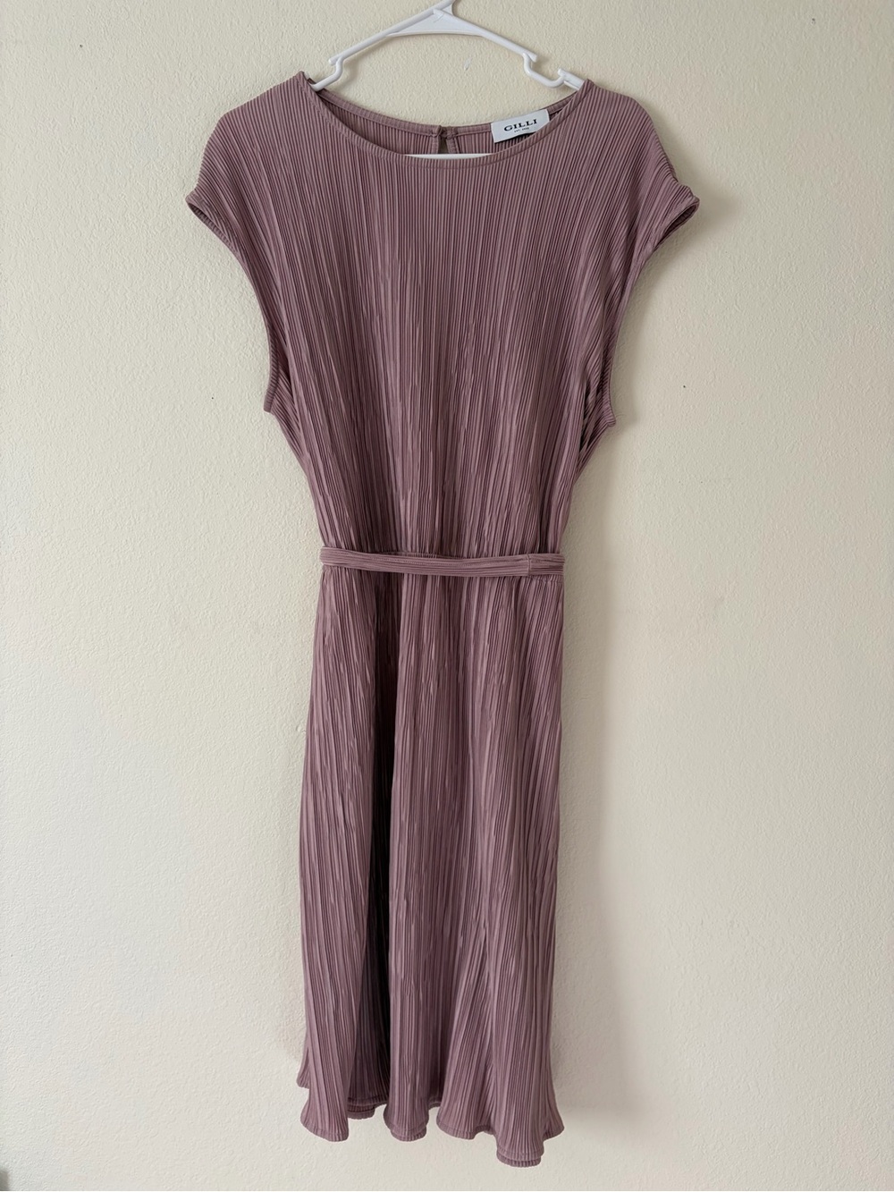 Gilli Mauve Pleated Belted Midi Dress Size 1X Women